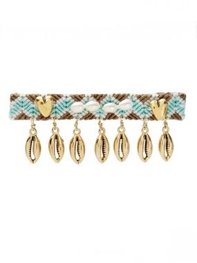 Brinker + Eliza Hair Barrette with Shells and Pearls in Olive. New!
